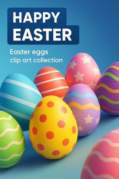 Colorful 3D Easter Eggs Clipart Collection for Celebrations