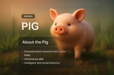 3D Pig Illustration with Informative Overlay Design