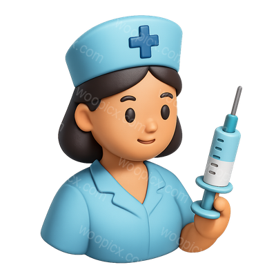 3D Nurse Icon Holding Syringe in Isometric View