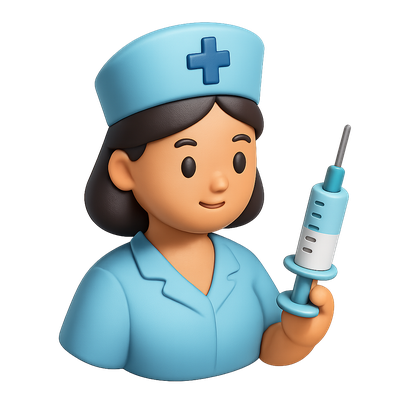 3D Nurse Icon Holding Syringe in Isometric View