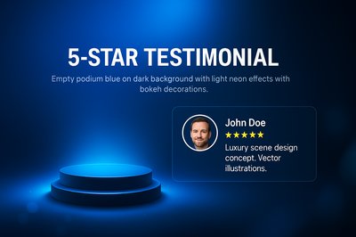 Dynamic Luxurious Scene with 5-Star Testimonial Design