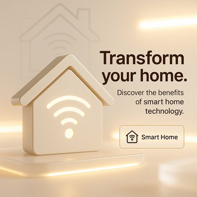 Modern Smart Home Icon with Engaging Text Design