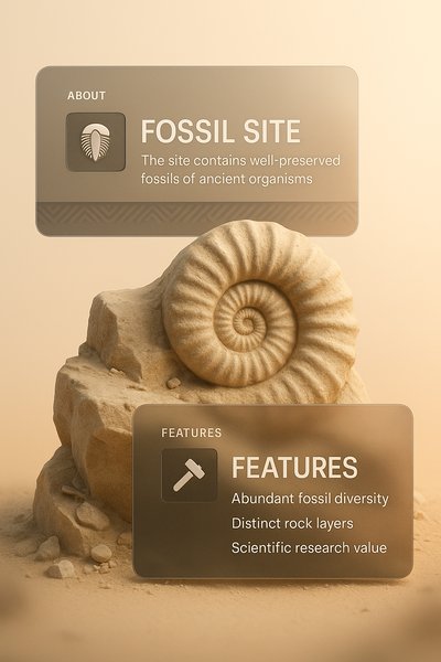 Fossil Site Design with 3D Illustration and Informative Blocks