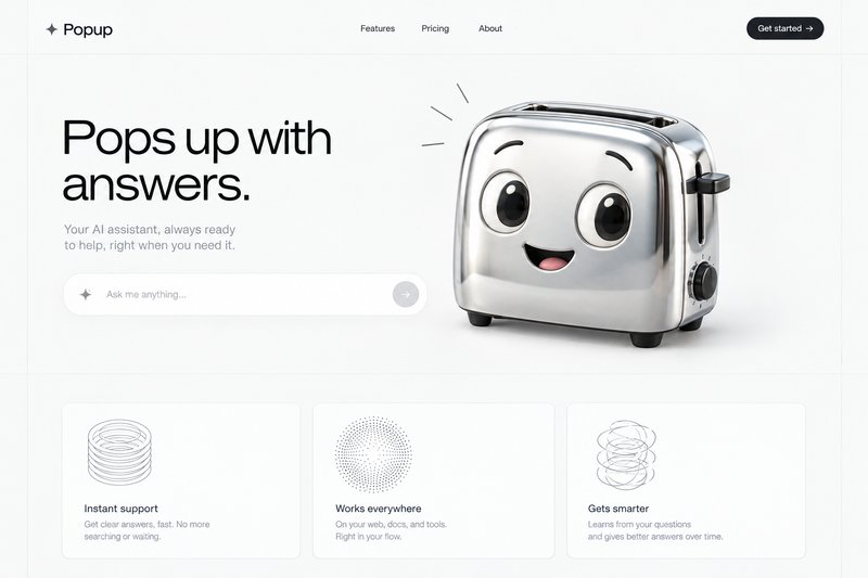 Landing page for AI agent
