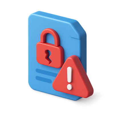 3D Data Breach Alert Icon Design
