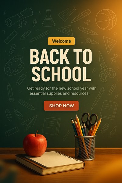 Back to School Supplies Promotion Graphic