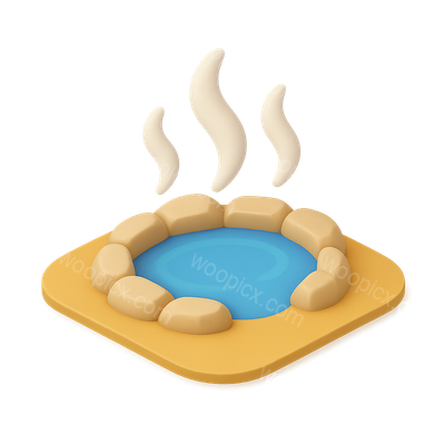 3D Hot Spring Icon with Steam for Games