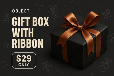Modern Gift Box Advertisement with Ribbon