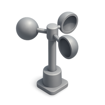 Stylized 3D Anemometer Icon in Isometric View