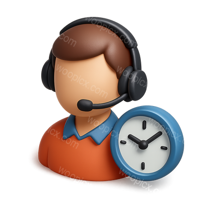 3D Icon of Person with Headset and Clock