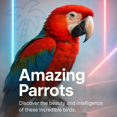 Vibrant Parrot Image with Engaging Text Overlay
