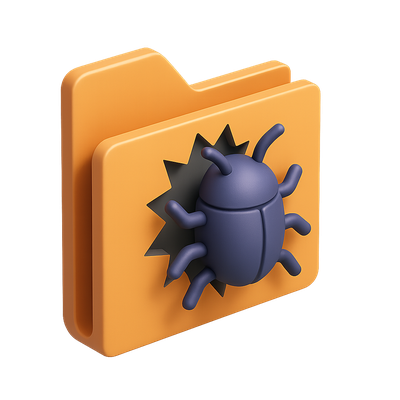 3D Icon Representing Exploit Concept with Bug Illustration