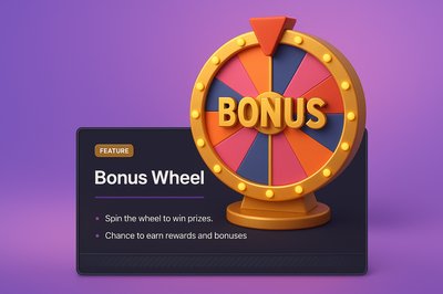 Vibrant Bonus Wheel Illustration with Dynamic Design Elements