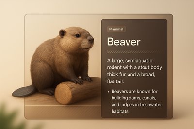 3D Beaver Illustration with Informative Design Elements