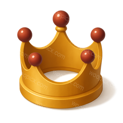 Stylish 3D Golden Crown Icon with Red Accents