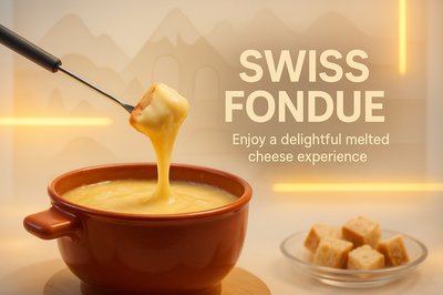 Delicious Swiss Fondue with Melting Cheese