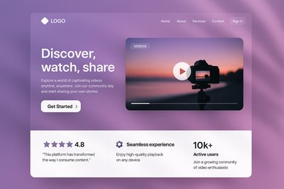 Modern Minimalist Landing Page Design with Video Content