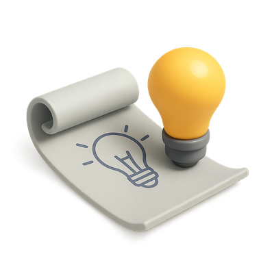 3D Innovation Blueprint Icon Featuring Light Bulb