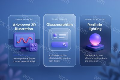Dynamic 3D Web Design with Glassmorphism Effects