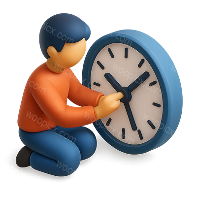 3D Clockwork Enthusiast Icon Working on Clock