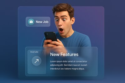 Surprised Man Looking at Phone with Job Notification
