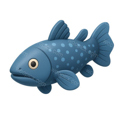 Cartoon Blue Fish with Polka Dots