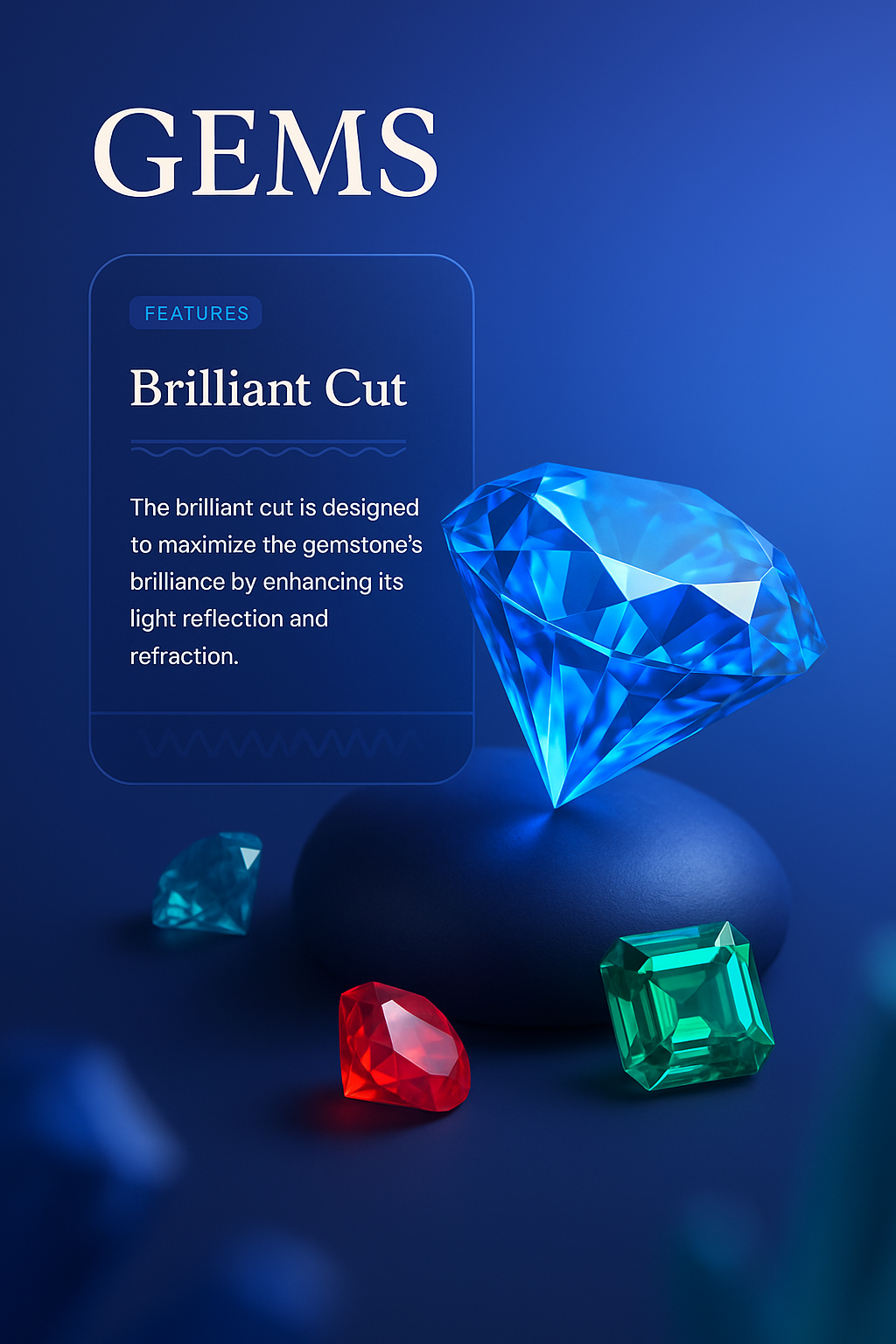 3D Illustration of Gems with Features and Design Elements