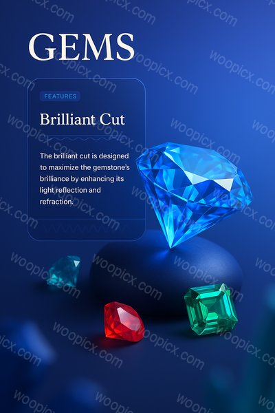 3D Illustration of Gems with Features and Design Elements