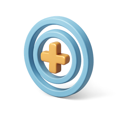 3D Concentric Circles with Central Plus Icon