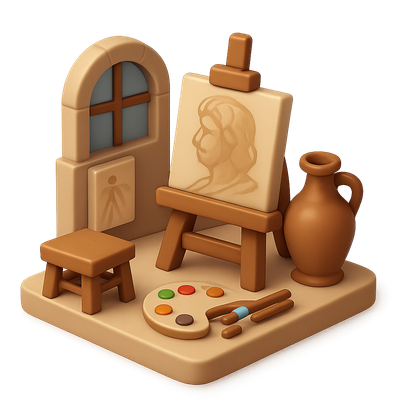 Artistic Still Life with Easel and Palette