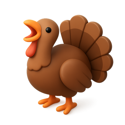 3D Turkey Icon with Isometric Design