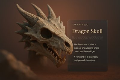Stunning 3D Dragon Skull Illustration with Text Overlay