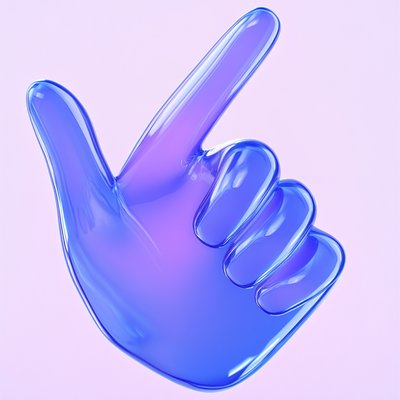 Stylized 3D Glowing Hand Gesture with Soft Colors