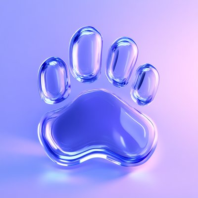 Stylized Transparent Paw Print Icon in Soft Lighting