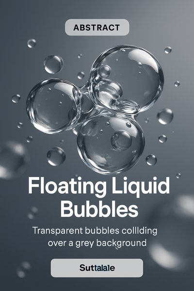 Abstract Image of Floating Liquid Bubbles on Grey Background