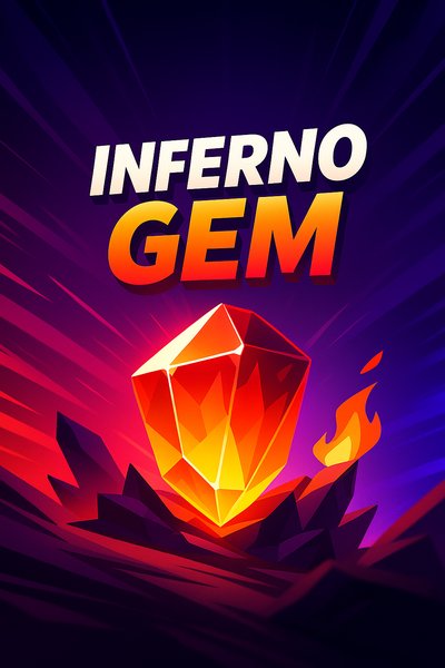 Vibrant Inferno Gem Illustration with Dynamic Elements