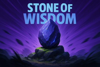 Dynamic Stone of Wisdom Illustration with Vibrant Background