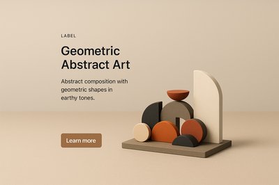 Geometric Abstract Art in Earthy Tones - 3D Visual Composition