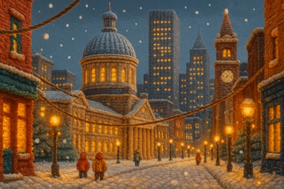 Enchanting Winter Scene of Downtown Montreal in 3D