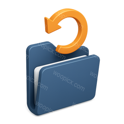 Stylized Isometric 3D Folder Icon with Refresh Symbol