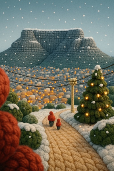 Festive Scene of Table Mountain in South Africa