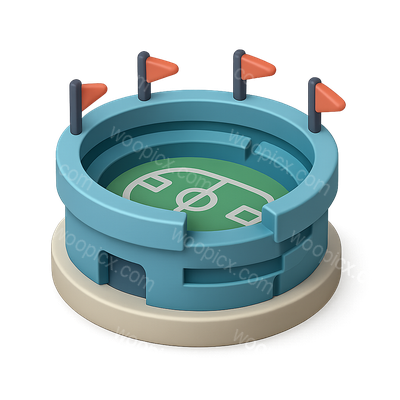 Stylish 3D Sports Stadium Icon with Flags