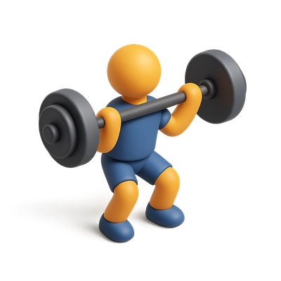Stylized 3D Weightlifting Icon in Isometric View