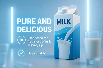Product Mockup of Milk Carton with Freshness Theme