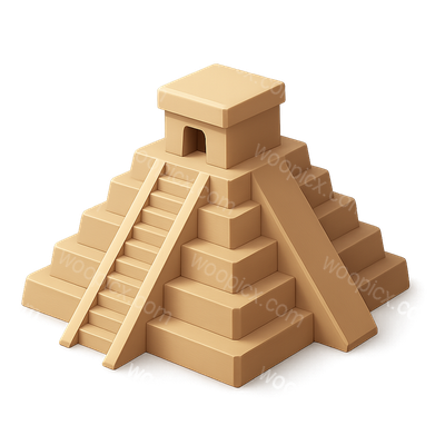 3D Stepped Pyramid Icon with Isometric View