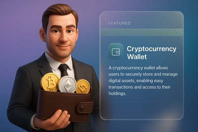 3D Illustration of a Businessman with Cryptocurrency Wallet