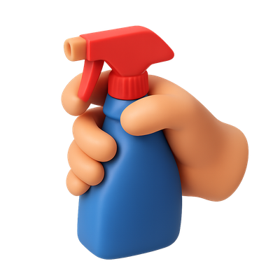 3D Icon of a Hand Holding a Spray Bottle