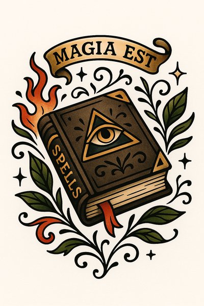 Illustrative Design of a Spellbook with Mystical Elements