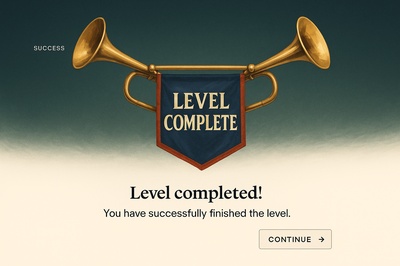 Stylish Trumpets with Level Complete Banner
