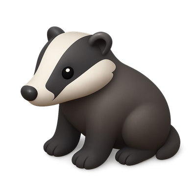 Stylized 3D Badger Icon with Isometric Design